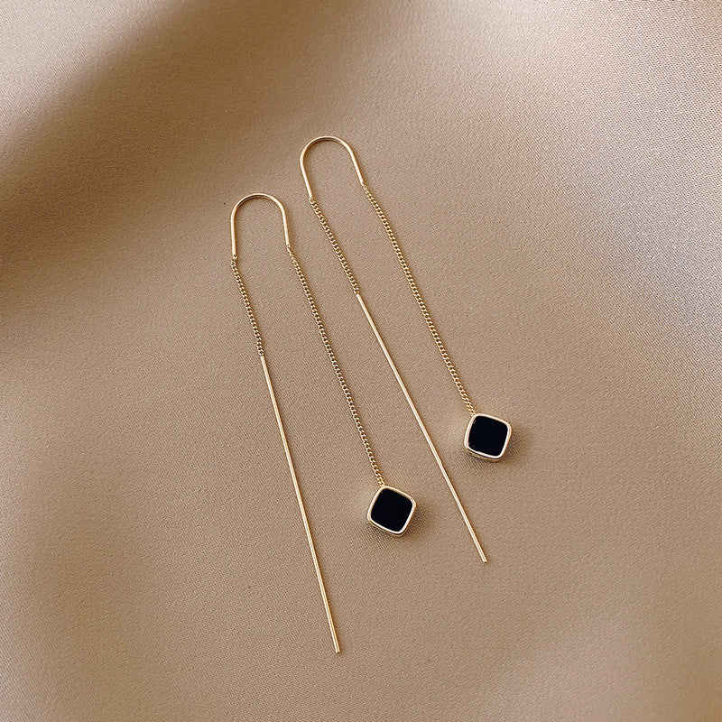Black Diamond Threader Earrings