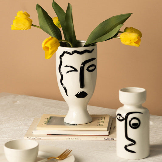 Ceramic Line Art Vase