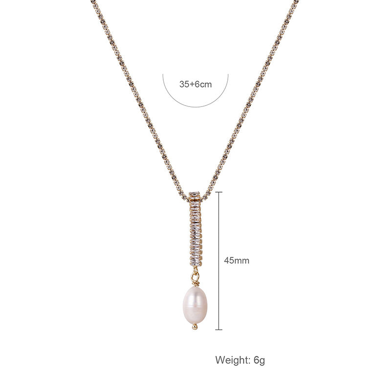 Diamond and Pearl Pendant Necklace