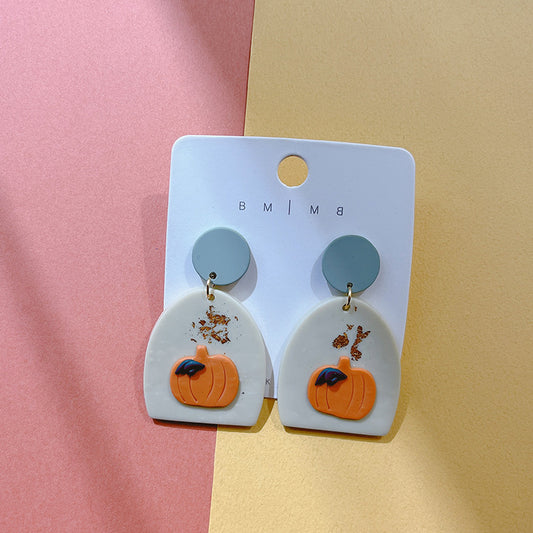 Pumpkin Clay Dangle Earrings