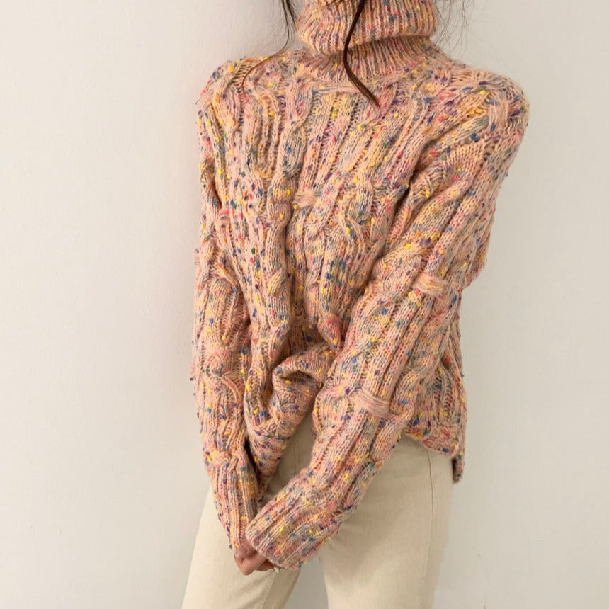 Confetti Chunky Knit Turtleneck Sweater