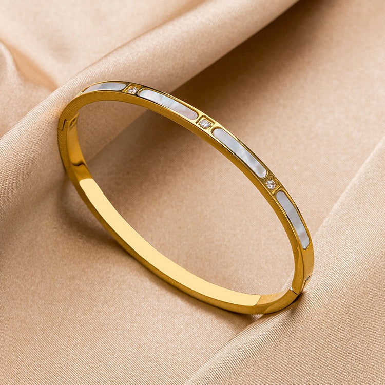 Shell and Diamond Bangle